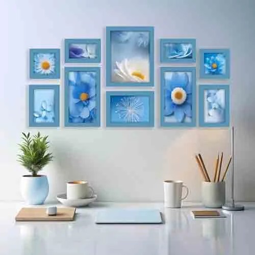 Random Blue 10 Pieces MDF Wall Photo Frames