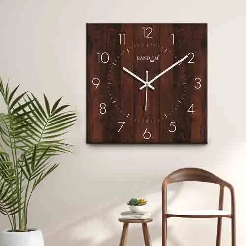 Brown & White Square Shape Wall Clock