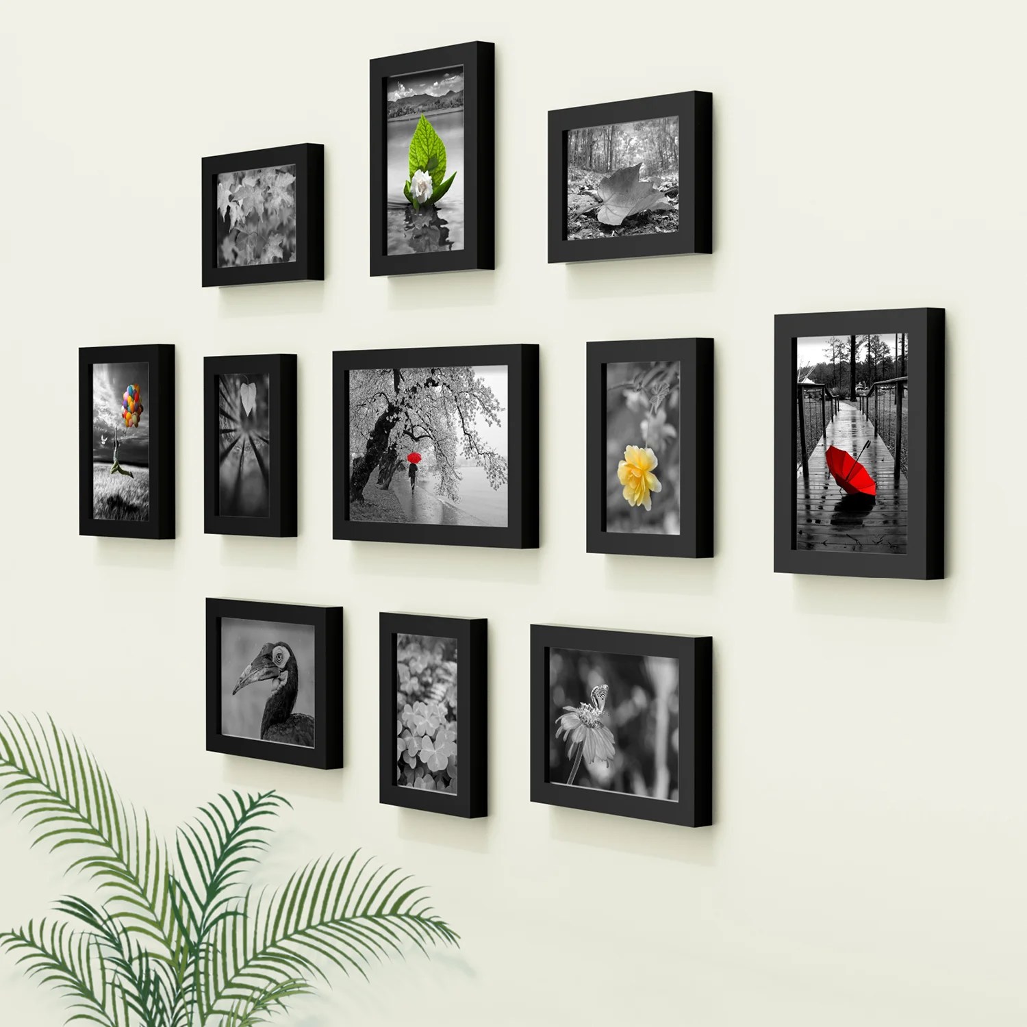 Set Of 11 Black Solid Collage Photo Frames
