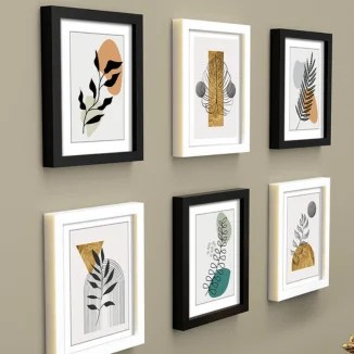 Black & White Set of 6 Premium 3D Photo Frames