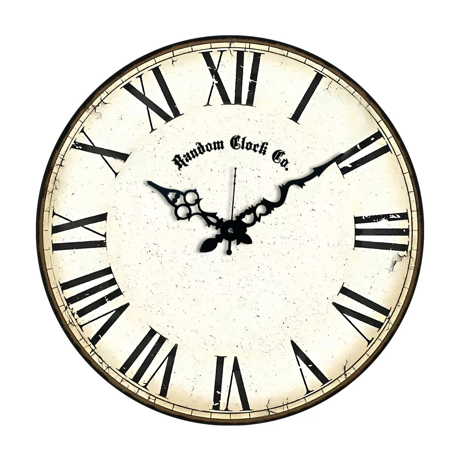 White & Black Abstract Printed Wall Clock
