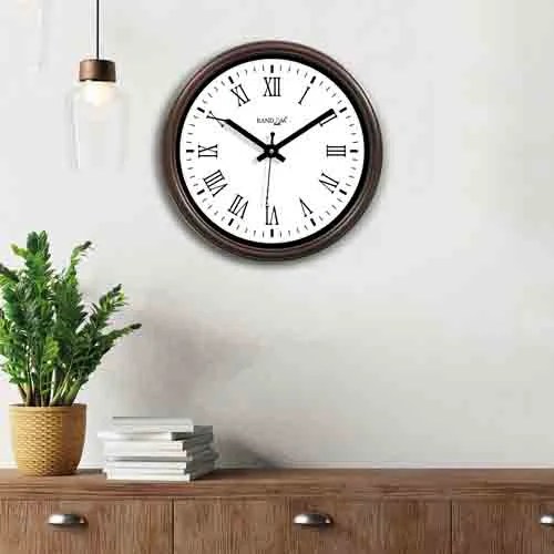 Brown & White Printed Wall Clock