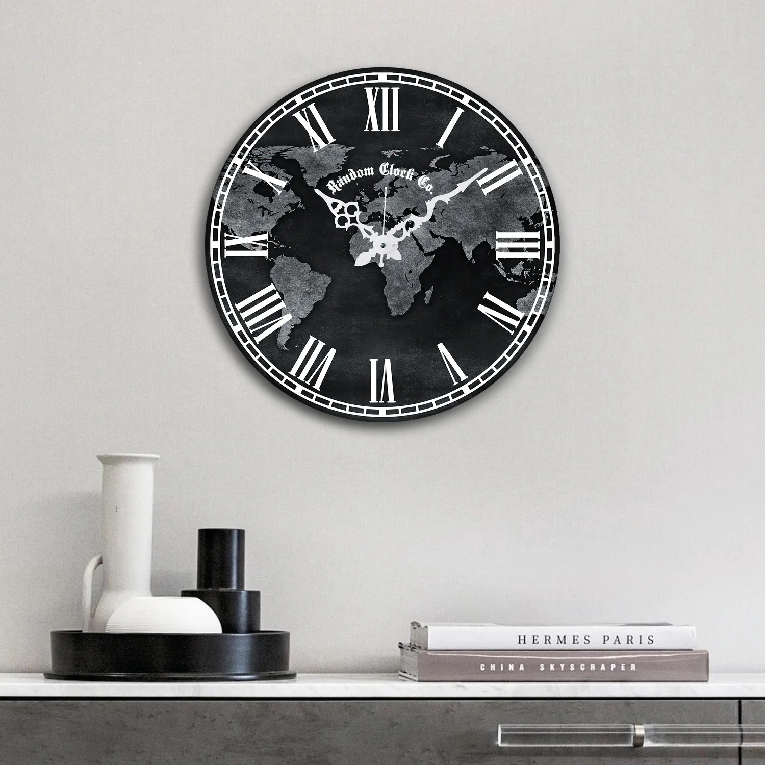Black & White Abstract Printed Wall Clock