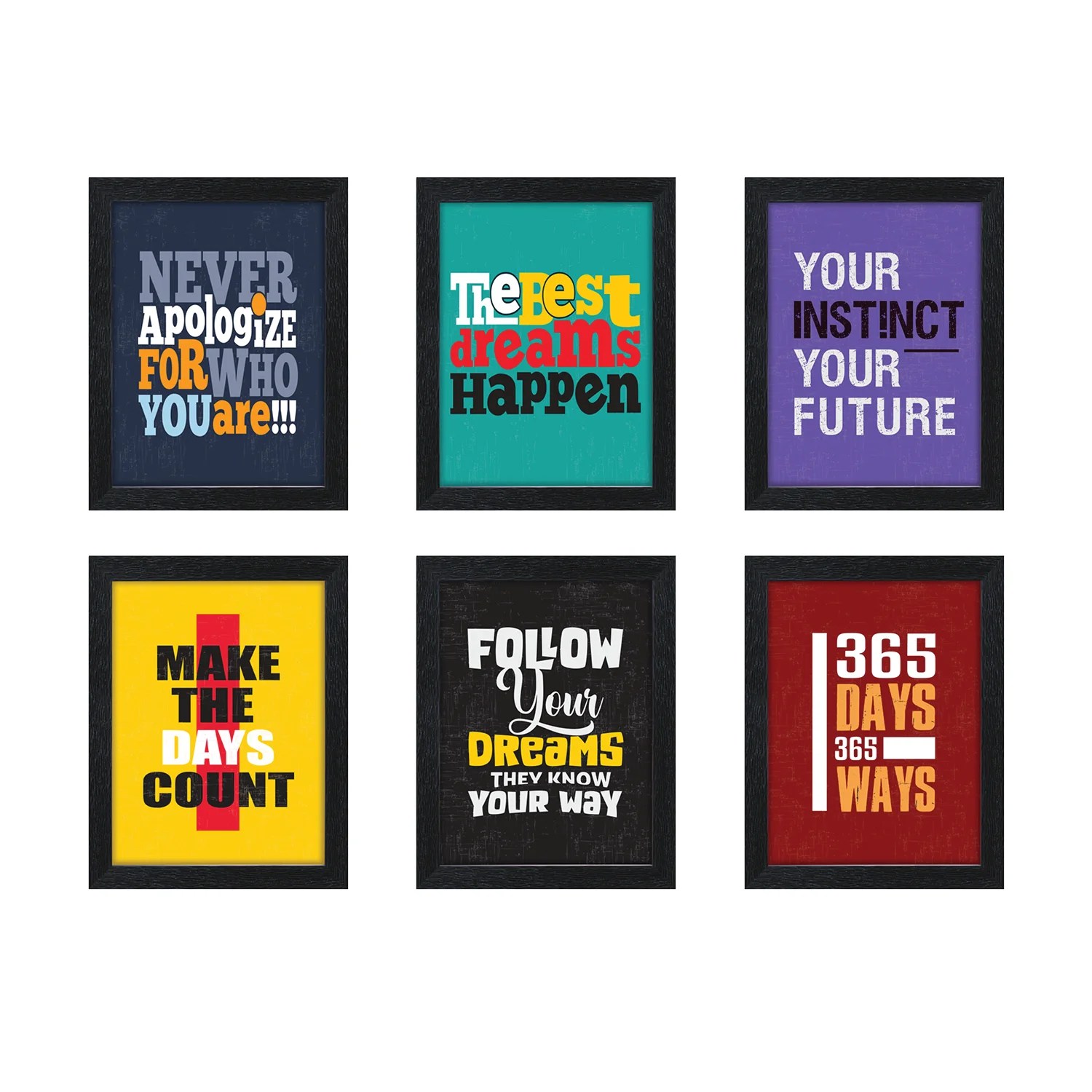 Multicolor Set of 6 Wall Art