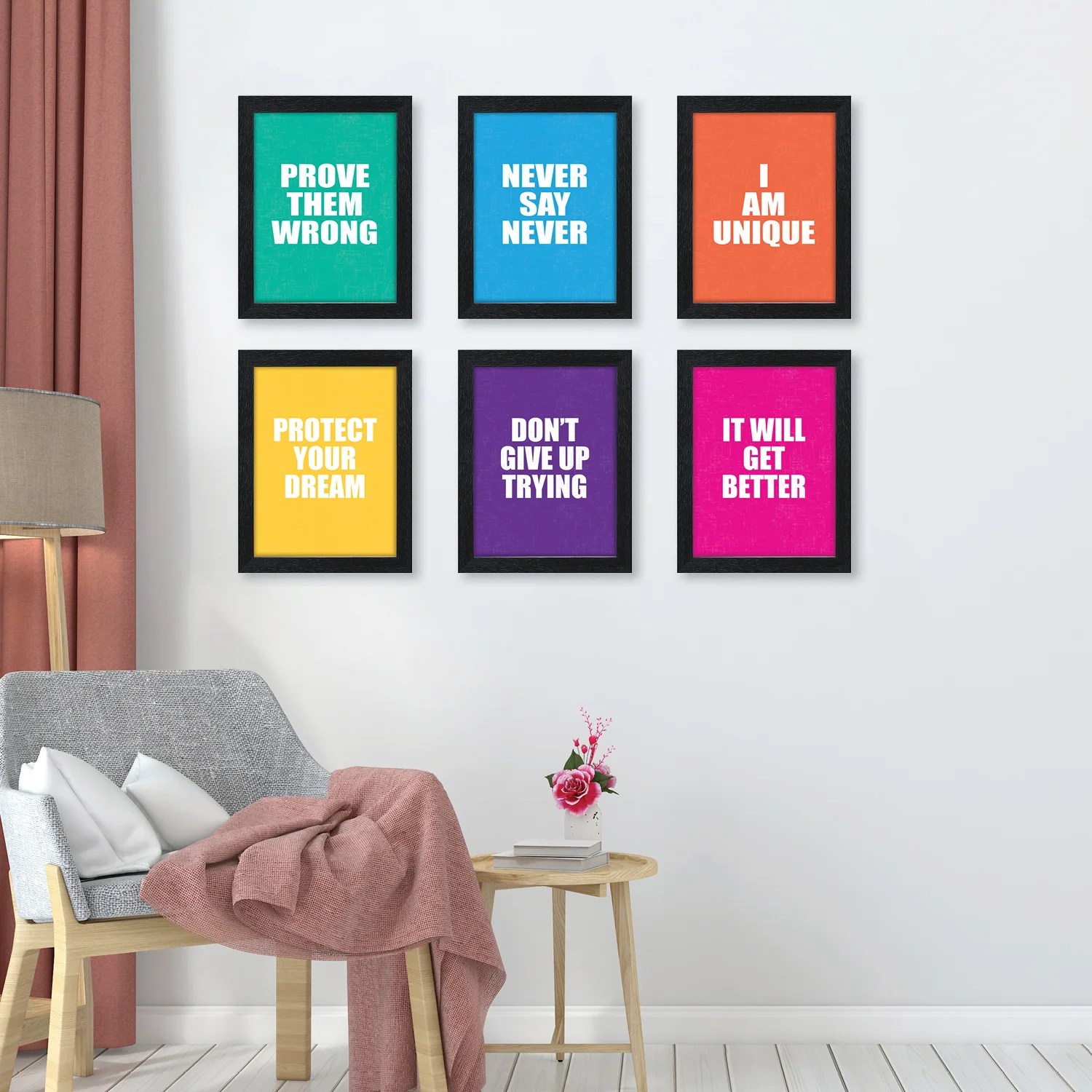 Random Set of 6 Multicolor Wall Art
