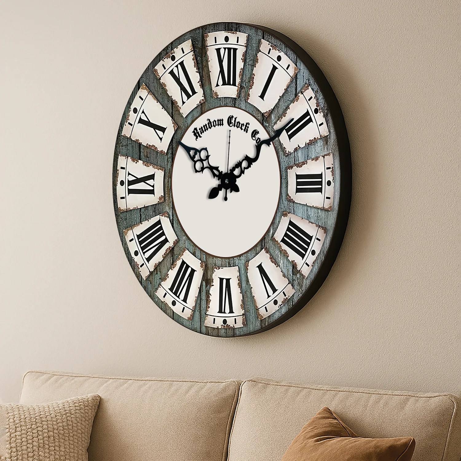 Grey & White Abstract Printed Wall Clock