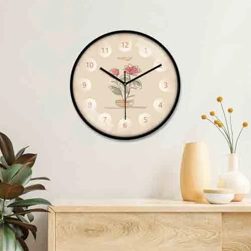 Multicoloured & Black Printed Wall Clock