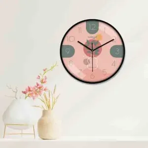 Multicoloured & Pink Printed Wall Clock
