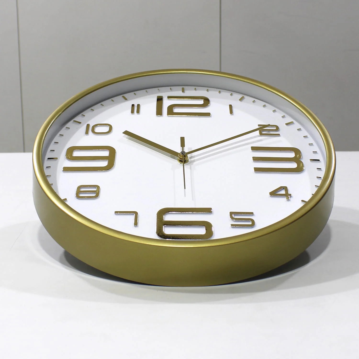 White & Gold-Toned Printed Wall Clock