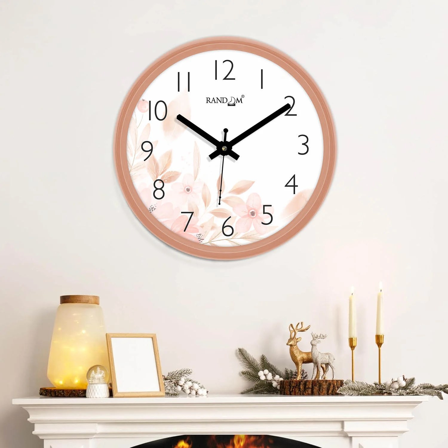 Pink & White Printed Wall Clock