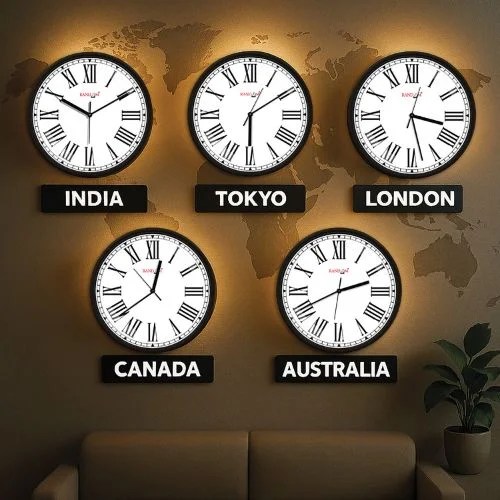 Black & White 5 Pieces Abstract Printed Wall Clocks