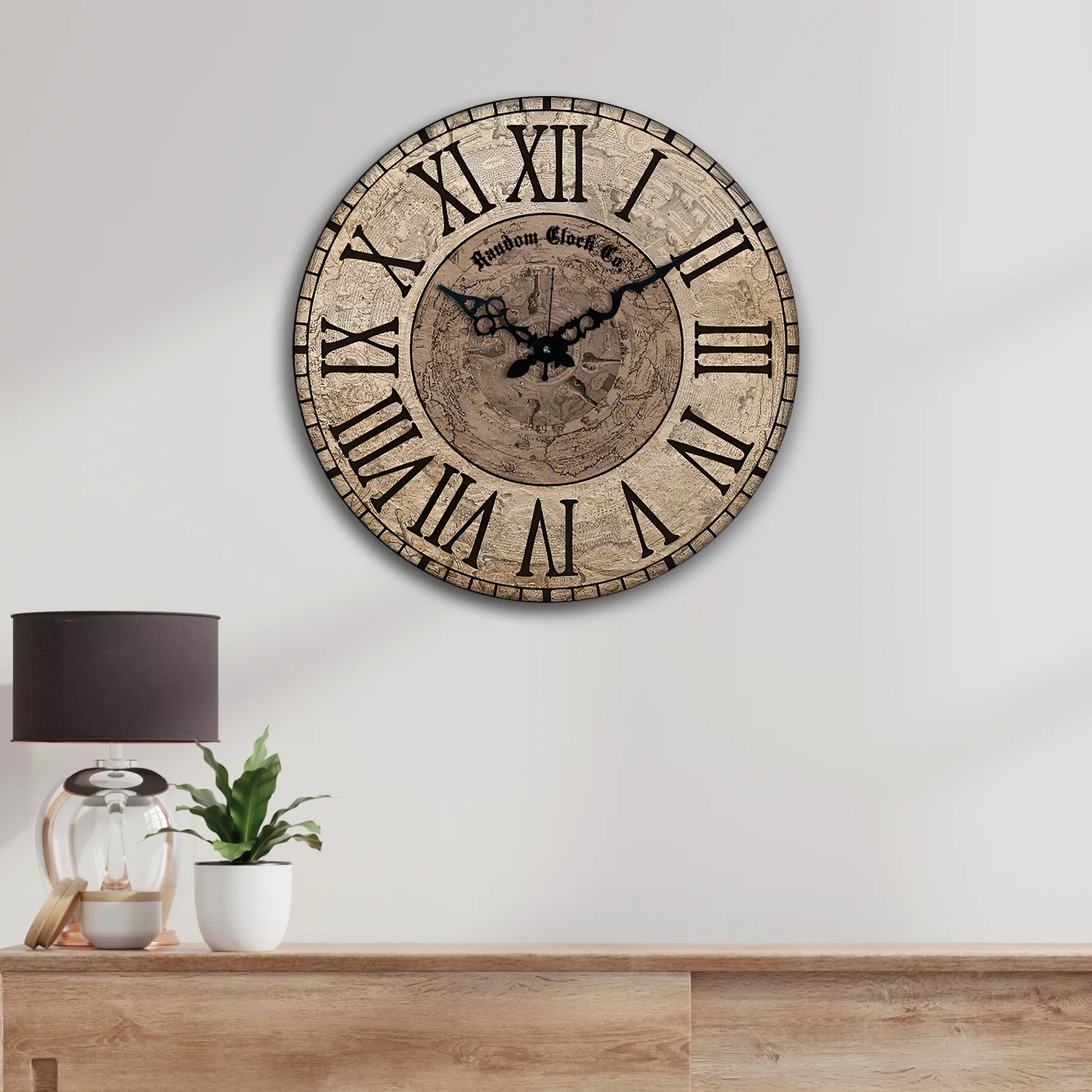 Brown & Black Abstract Printed Wall Clock