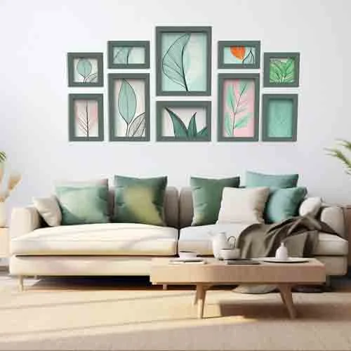 Random Green 10 Pieces MDF Wall Photo Frames