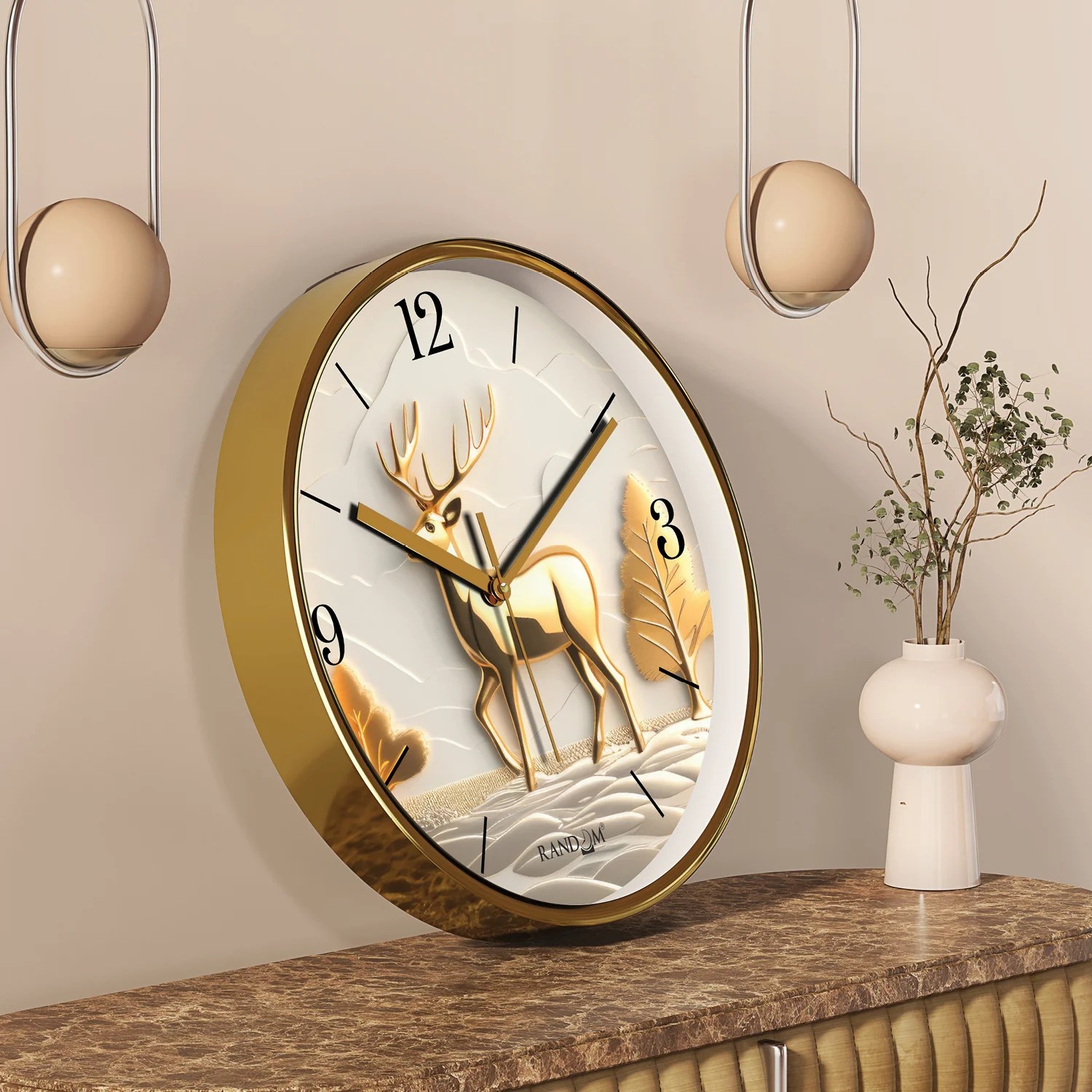 Random Gold Toned Round Wall Clock