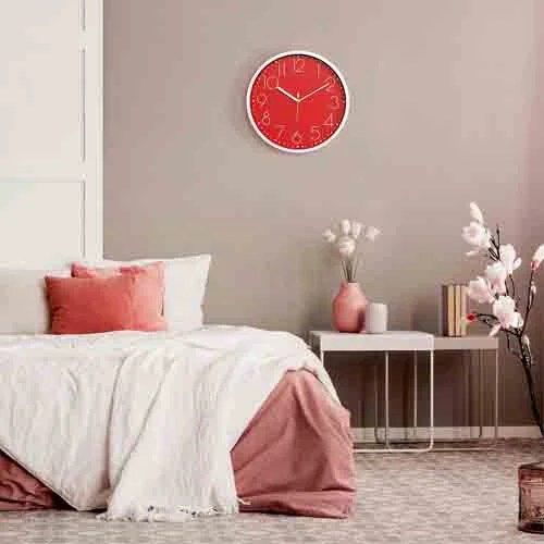 White & Red Printed Wall Clock