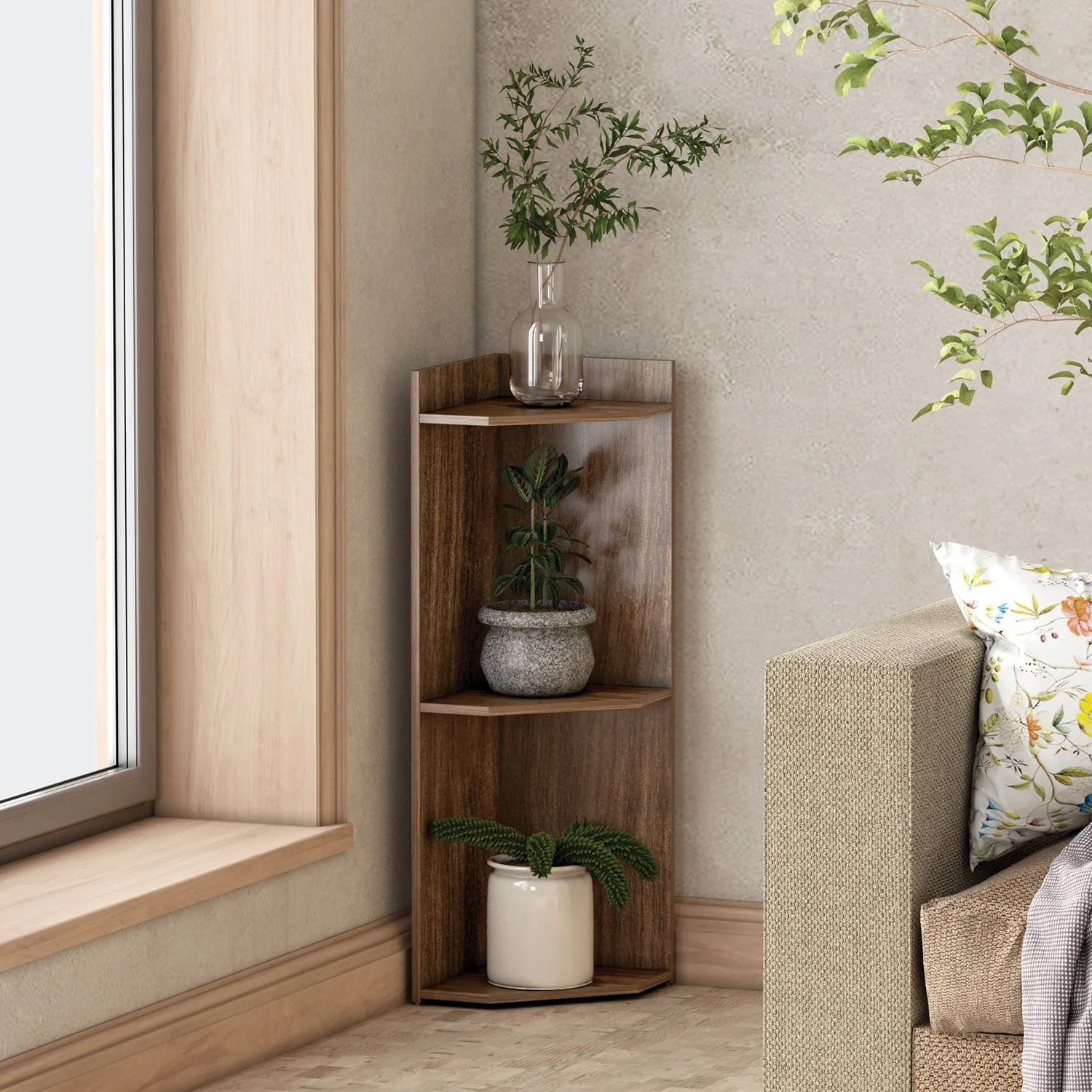 3 Tier Wooden Planter Stand for Indoor & Outdoor (Dark oak)