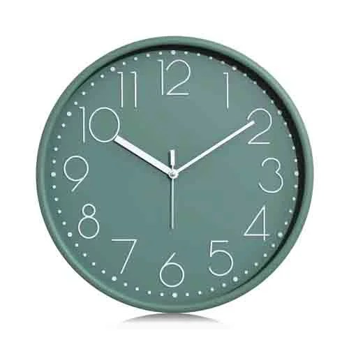 Green & White Printed Wall Clock