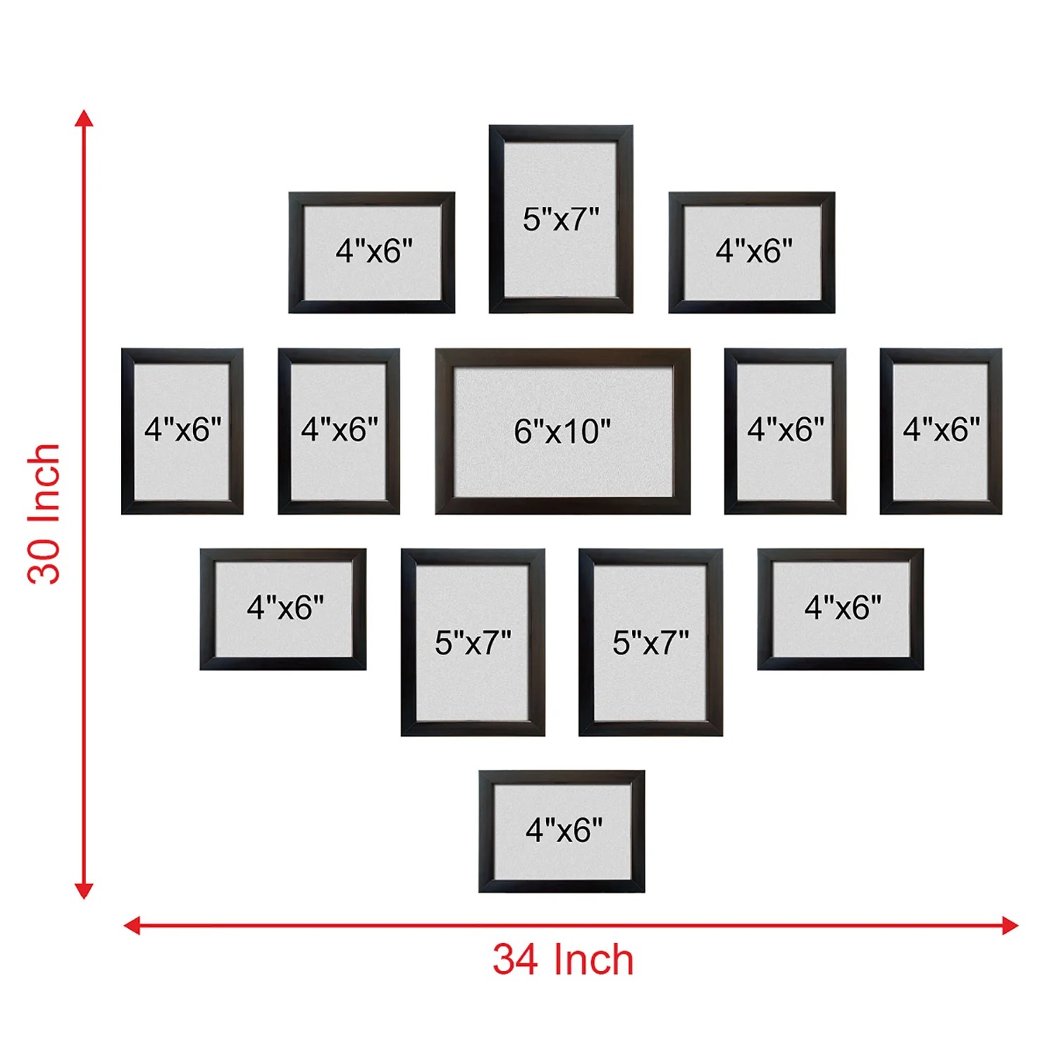 Random Set of 6 Black Photo Frames