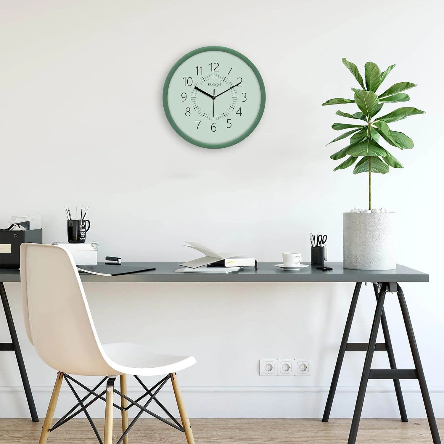 Green & Black Printed Wall Clock