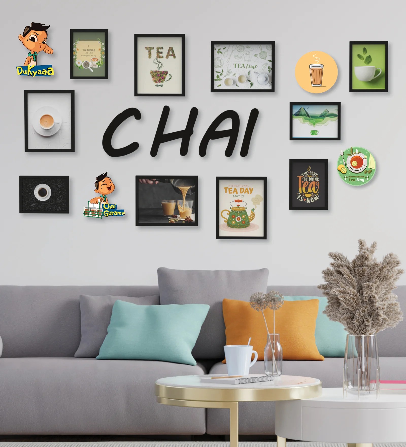 Black Set of 3D Collage Frames with Chai Plaque