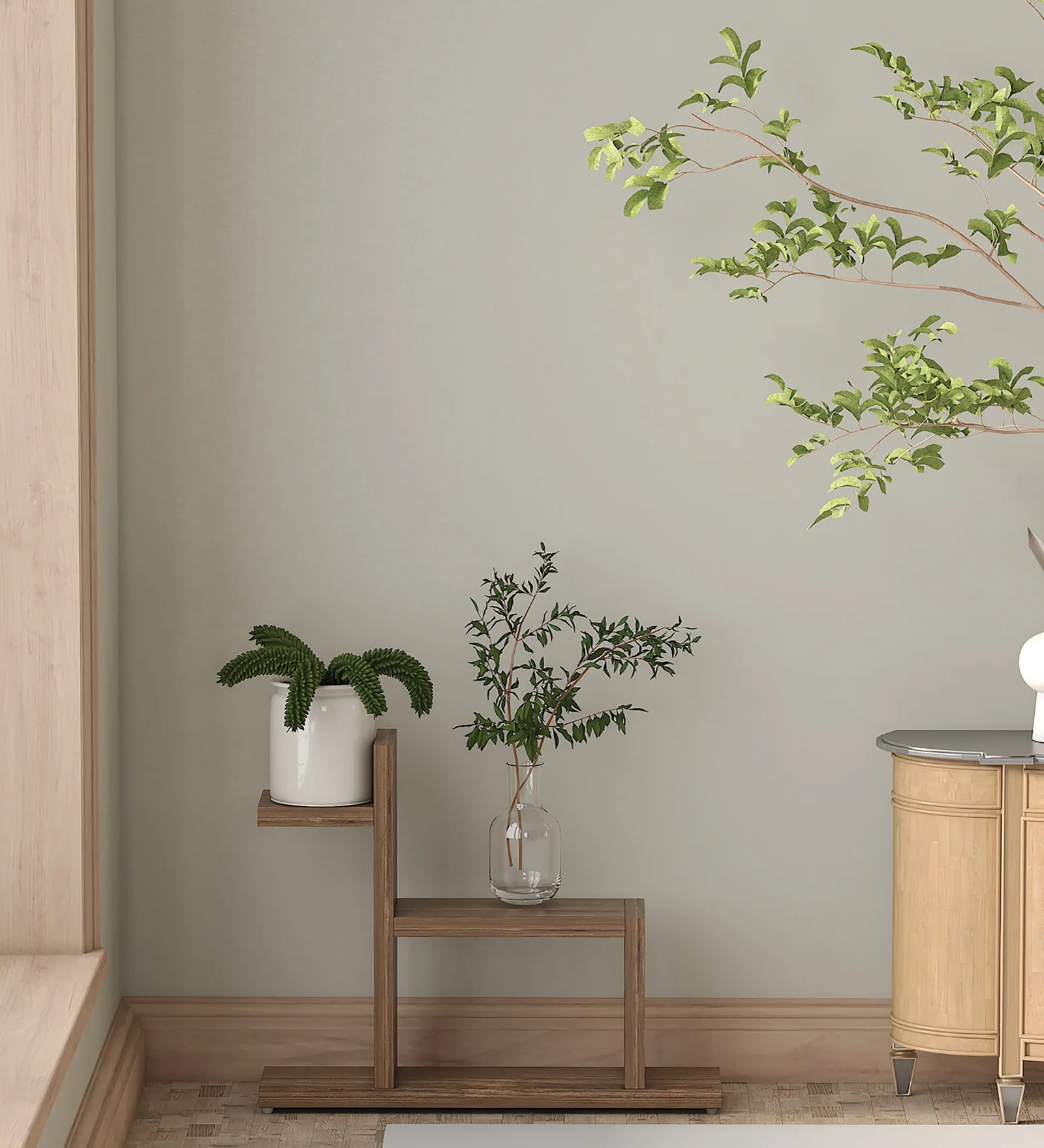 Random Wooden Planter Stand with  Modern Space Latest Finish Wall D?cor for Home, Living Room, Kitchen, Office Etc
