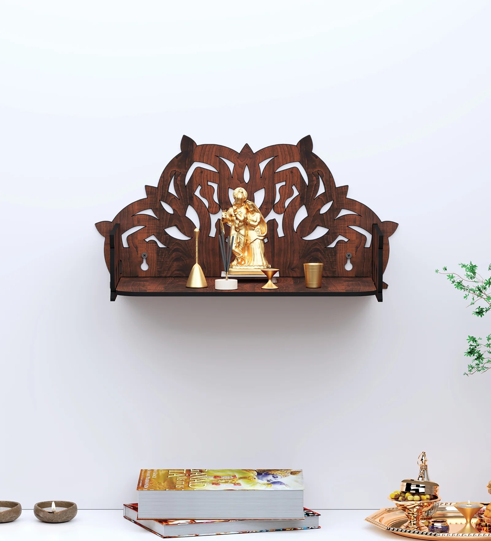 Elegant Wooden Pooja Stand for Home & Office