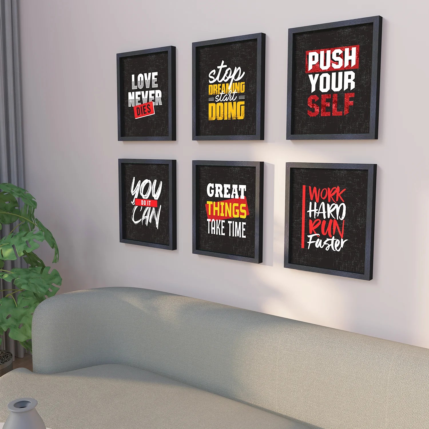 Set of 6 wood wall art